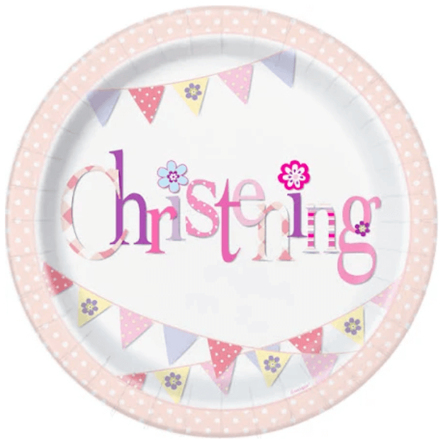 Pink Christening 9" Plate