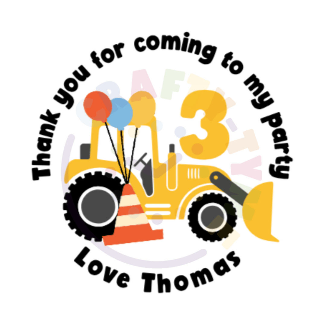 20 Personalised Digger Stickers