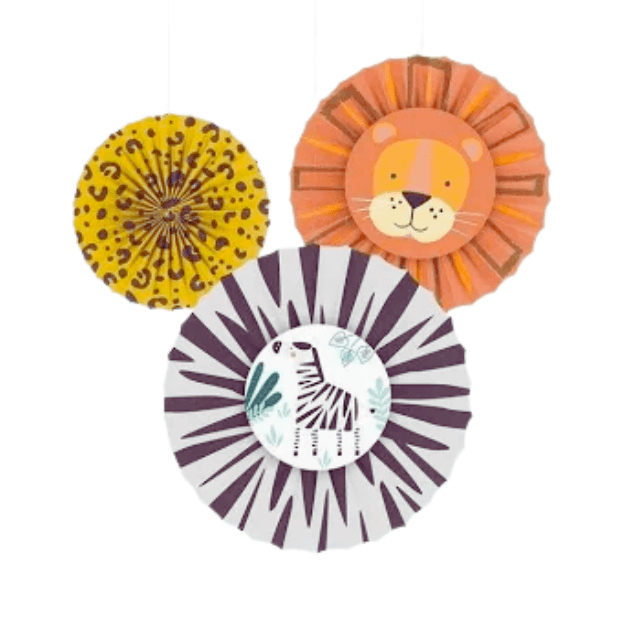 Animal Hanging Fan Decorations - 3 Pack