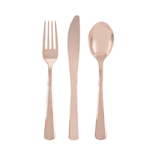 Rose Gold Cutlery - 18 Pack