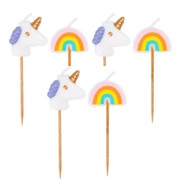 Unicorn & Rainbow Candles - 6 Pack